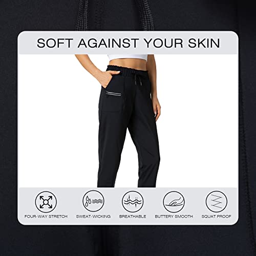 Haowind Joggers for Women with Pockets Elastic Waist Workout Sport Gym Pants Comfy Lounge Yoga Running Pants(Black M) - Image 4