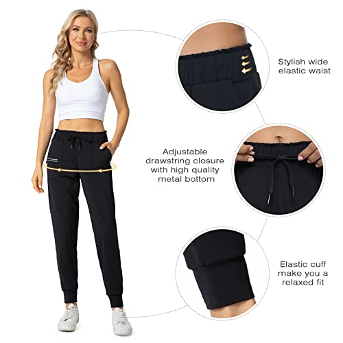 Haowind Joggers for Women with Pockets Elastic Waist Workout Sport Gym Pants Comfy Lounge Yoga Running Pants(Black M) - Image 5