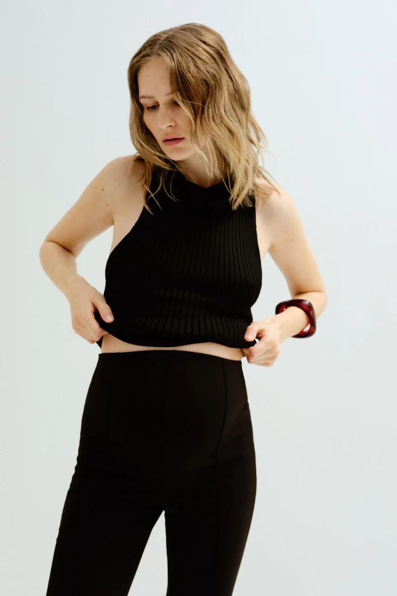 H&M MAMA Crease-front interlock trousers