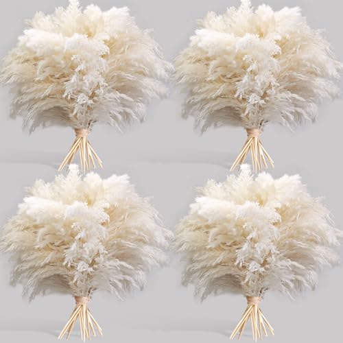 Kocat 40PCS White Pampas Grass for Home Decor Elegant Boho Decor Premium Quality Pampas Grass Stems Perfect for House Nursery Western Wedding Table and Bohemian Decor - Image 1
