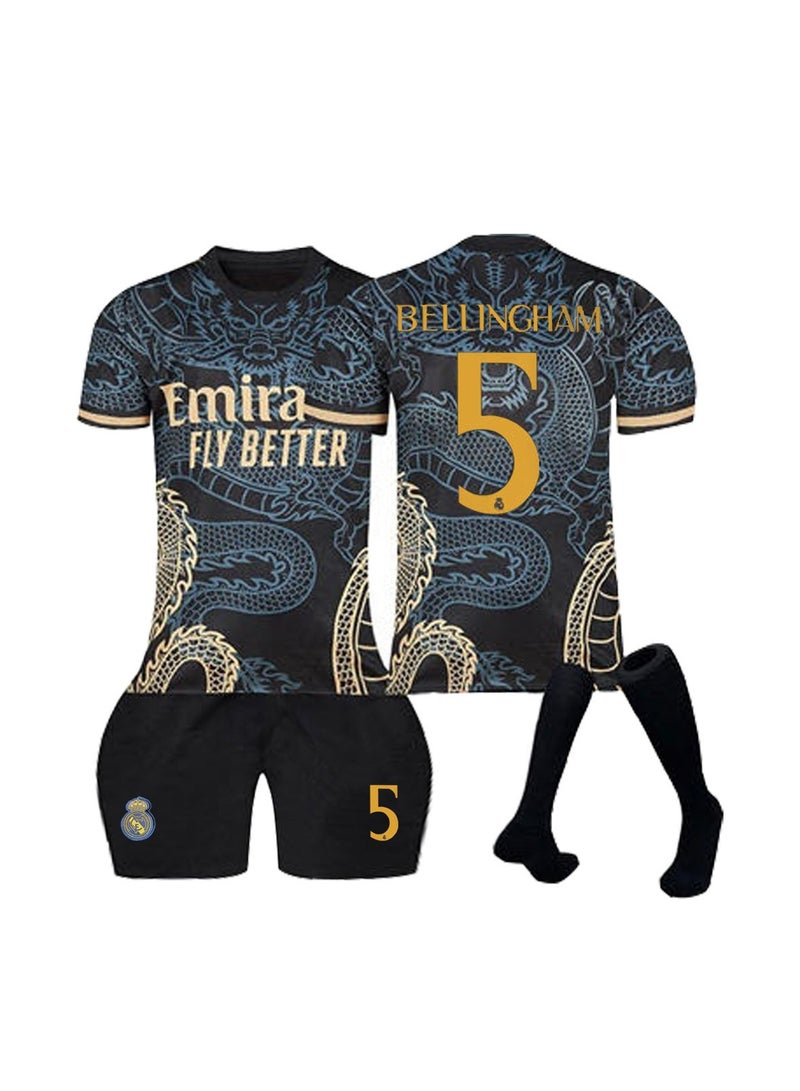 SKT Shiketro Real Madrid No.5 Youth and Adult 3-Pack Boys Shirt, Football Training T-Shirt, Shorts and Socks  - Image 1