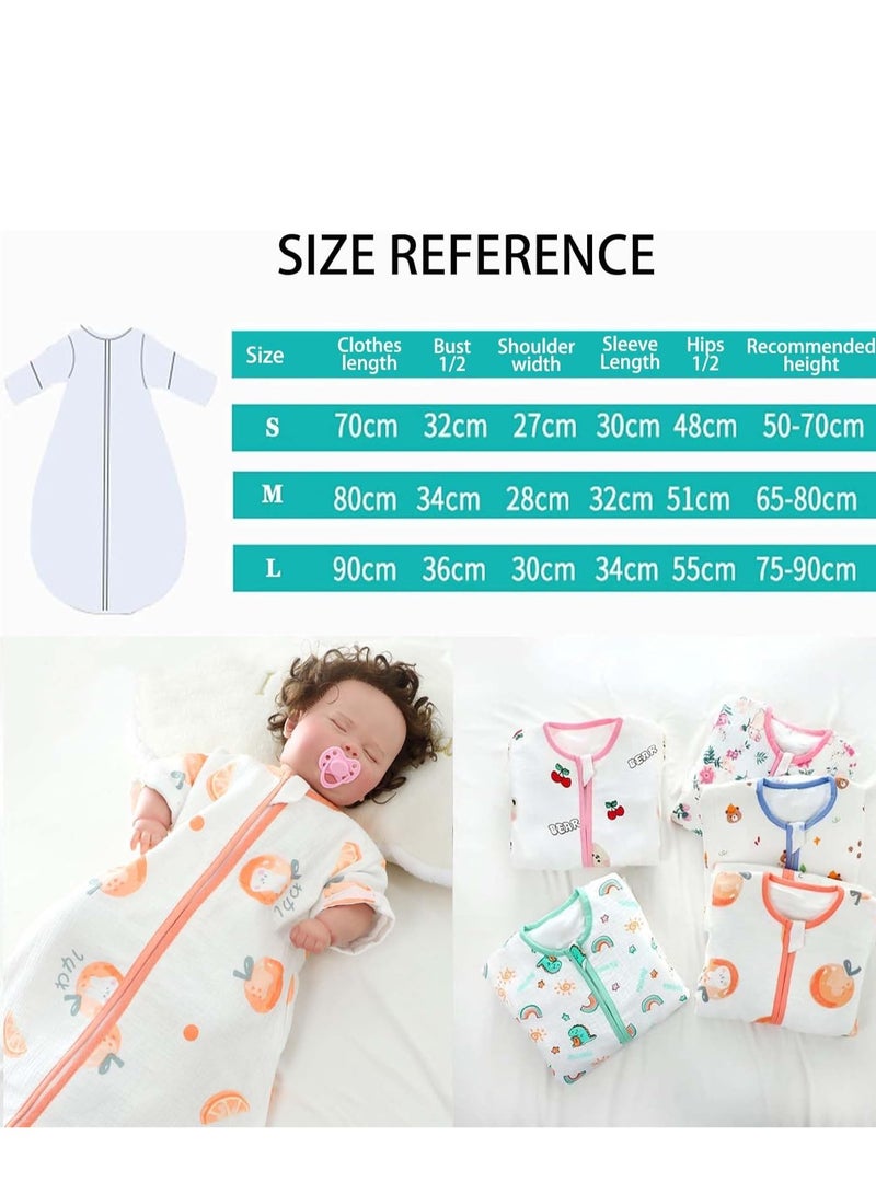 Rightsure 100% Cotton Baby Sleeping Bag, Double Zipper Gauze Baby Sleeping Bag Long Sleeve, Baby Wearable Blanket for Babies 0-24 Months (Cherry Bear, Small)  - Image 2