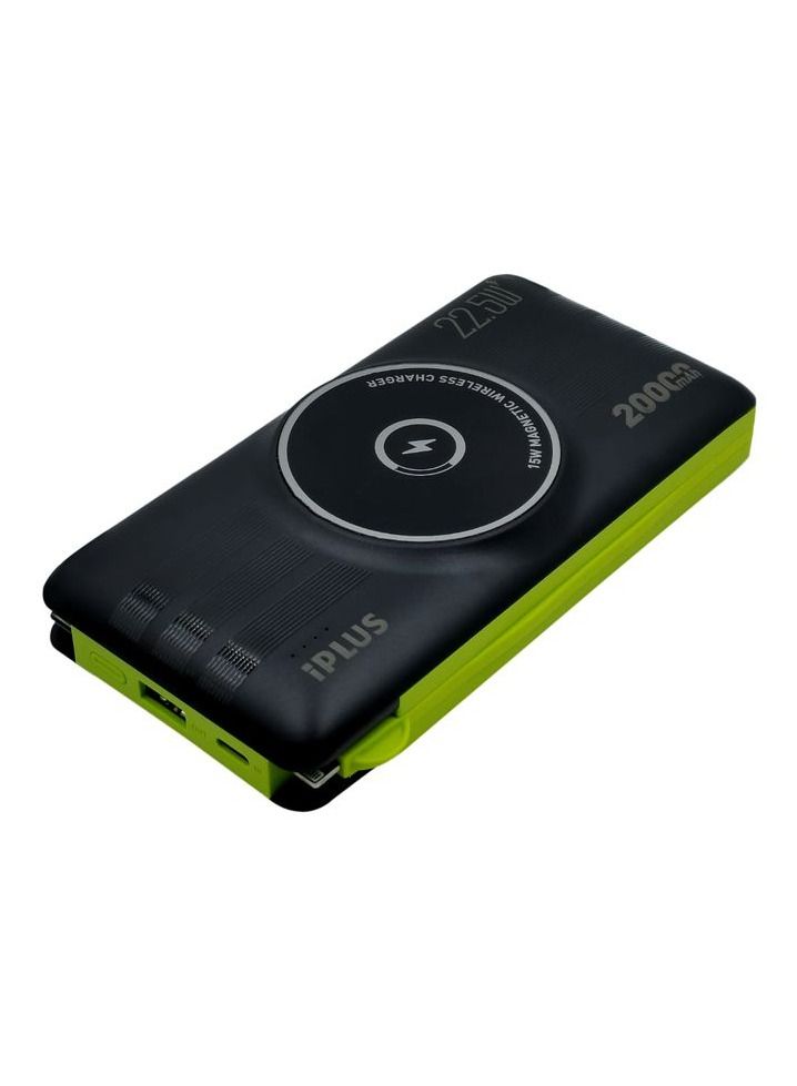Wireless Charging Fast Charging Power bank 20000mAh 15W/22.5W QC3.0 With Inbuilt Charging Cable, 50% Charge in 30 Mins iPLUS iP-B102
