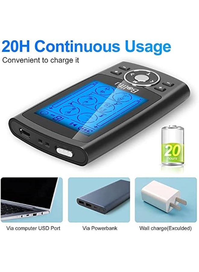 Arabest TENS EMS Unit with 24 Modes Muscle Stimulator for Pain Relief, Pulse Massager with 10 Pads, Storage Bag and Cable Ties  - Image 4