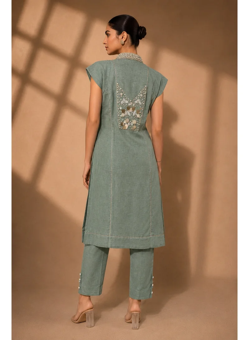 Lehar Sage Green Embroidered Co-ord Set