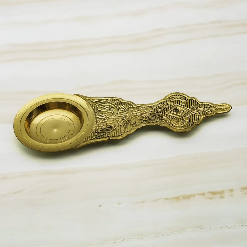 Puja N Pujari Puja N Pujari Brass Pooja Camphor Aarti StandHolder for Pooja Mandir 6 Inches  - Image 1