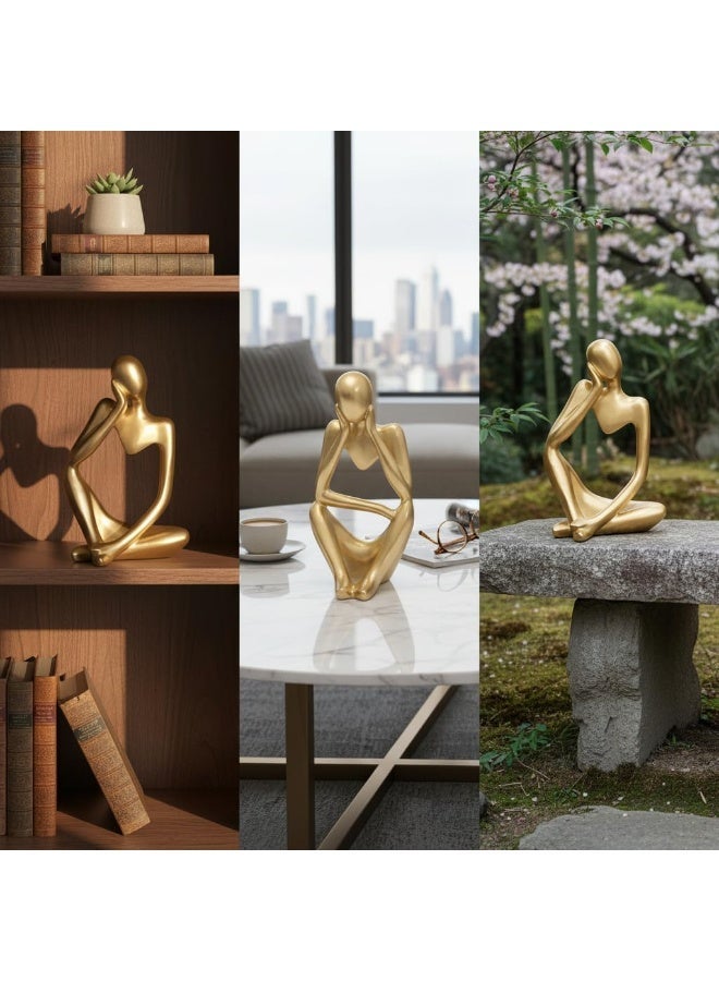 3 Pieces Gold Abstract Thinker Statue Set, Resin Modern Thinker Figures Decor Set, Creative Elegant Statue Ornaments for Home, Living Room, Bedroom, Office, Bookshelf, Table, Desk - Image 4