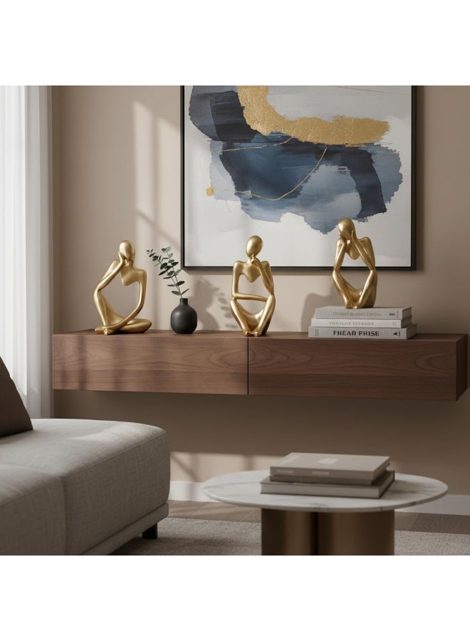 3 Pieces Gold Abstract Thinker Statue Set, Resin Modern Thinker Figures Decor Set, Creative Elegant Statue Ornaments for Home, Living Room, Bedroom, Office, Bookshelf, Table, Desk - Image 3