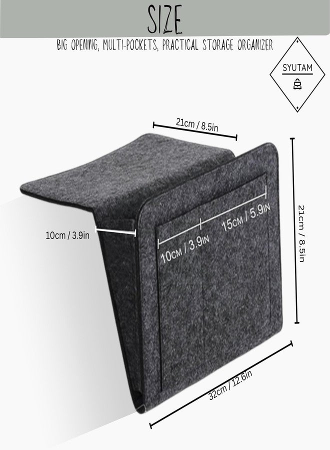 SYUTAM Felt Bedside Caddy, Storage Caddy, Hanging Bedside, Felt Bed Organizer, Pocket Organiser, Caddy For Dorm, Hospital Bed (Dark Grey) - Image 2