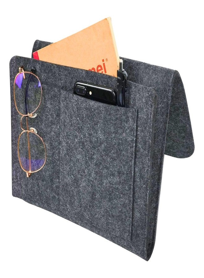 SYUTAM Felt Bedside Caddy, Storage Caddy, Hanging Bedside, Felt Bed Organizer, Pocket Organiser, Caddy For Dorm, Hospital Bed (Dark Grey) - Image 1