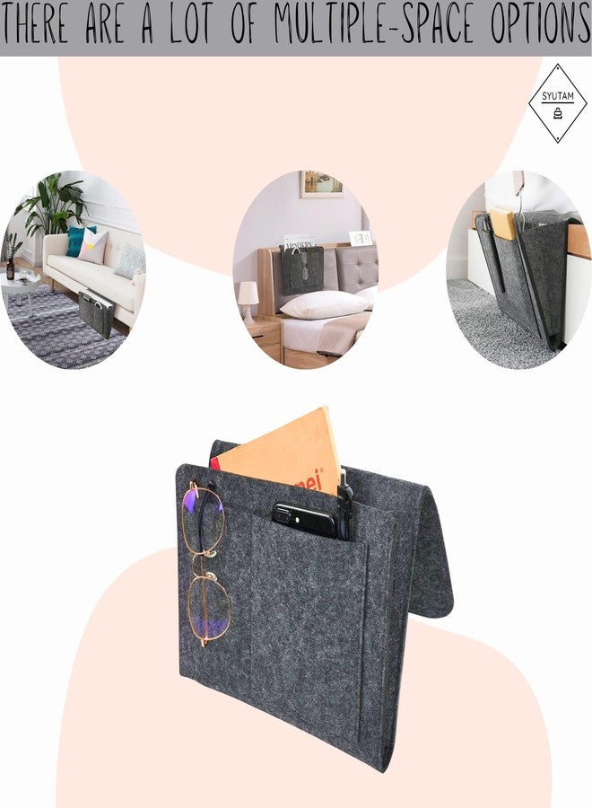 SYUTAM Felt Bedside Caddy, Storage Caddy, Hanging Bedside, Felt Bed Organizer, Pocket Organiser, Caddy For Dorm, Hospital Bed (Dark Grey) - Image 5