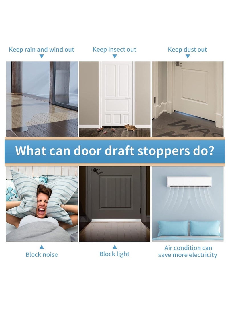 Hihonor - 2 Pack Under Door Draft Stopper, Home Essentials, Weather Stripping Door Seal, Bottom of Door Sweep, Garage Window Blocker Noise Dust Insulation Draft Guard, 39" L, Black - Image 1
