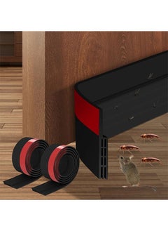 2 Pack Under Door Draft Stopper, Home Essentials, Weather Stripping Door Seal, Bottom of Door Sweep, Garage Window Blocker Noise Dust Insulation Draft Guard, 39" L, Black