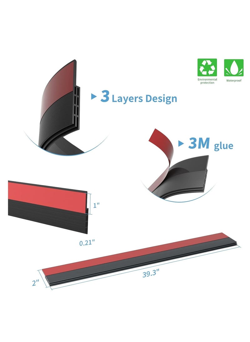 Hihonor - 2 Pack Under Door Draft Stopper, Home Essentials, Weather Stripping Door Seal, Bottom of Door Sweep, Garage Window Blocker Noise Dust Insulation Draft Guard, 39" L, Black - Image 1