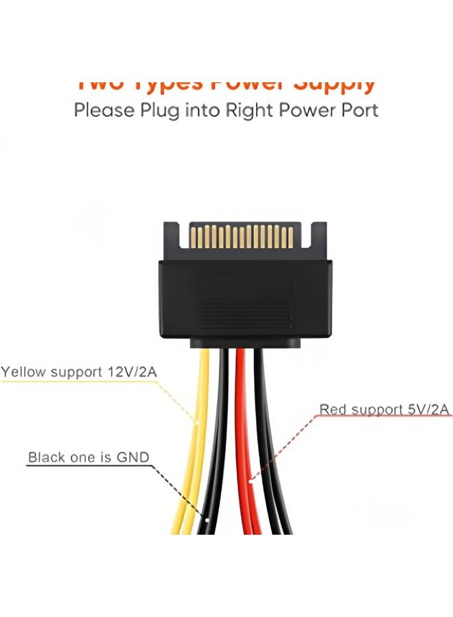 يُسلِّم كابل طاقة SATA مكون من قطعتين، كابل SATA 15 سنًا ذكرًا بطول 6 بوصات إلى كابل مقسم طاقة أنثى بزاوية سفلية 2xSATA 15 سنًا - Image 5