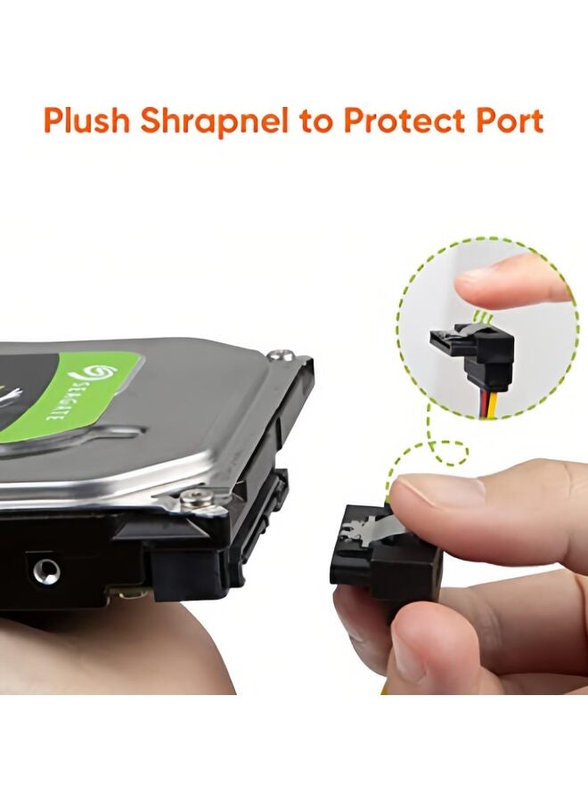 يُسلِّم كابل طاقة SATA مكون من قطعتين، كابل SATA 15 سنًا ذكرًا بطول 6 بوصات إلى كابل مقسم طاقة أنثى بزاوية سفلية 2xSATA 15 سنًا - Image 3