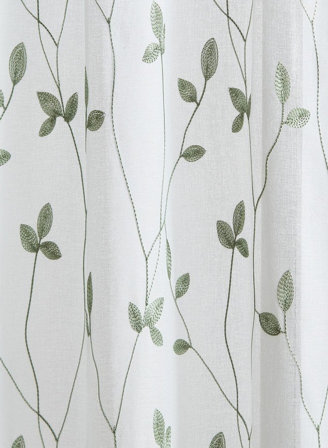 CHF Botanical Embroidery Valance and Tier Pair Curtain Collection (Sage, 36-inch Tier Pair) - Image 5