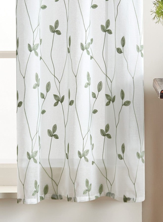 CHF Botanical Embroidery Valance and Tier Pair Curtain Collection (Sage, 36-inch Tier Pair) - Image 4