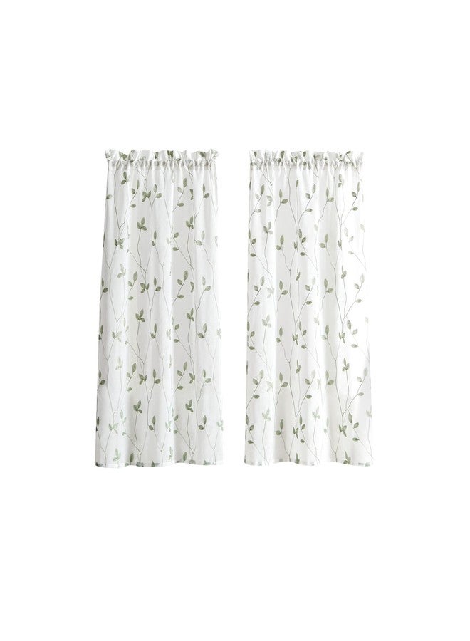 CHF Botanical Embroidery Valance and Tier Pair Curtain Collection (Sage, 36-inch Tier Pair) - Image 2