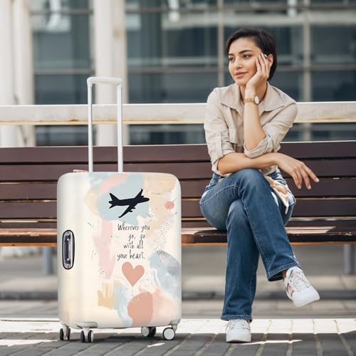 THISFIND Wherever You Go, Go with All Your Heart Airplane Design Luggage Cover, Suitcase Protector for 32-34 Inch Luggage, Stretchable, Machine Washable, Artistic Travel Accessory, XL - Image 2