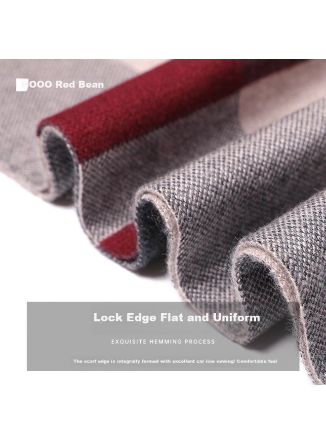 HOdo Men'S Wool Scarf Autumn Winter Thickened Plaid Men'S Scarf Warm Neckwear For Dad Men'S Christmas Birthday Gift - Image 4