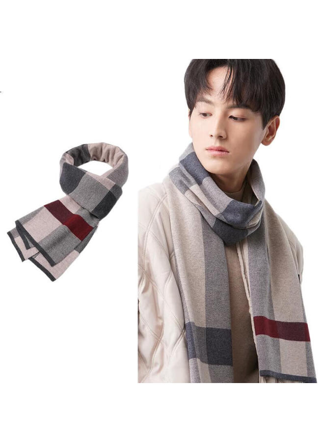 HOdo Men'S Wool Scarf Autumn Winter Thickened Plaid Men'S Scarf Warm Neckwear For Dad Men'S Christmas Birthday Gift - Image 2
