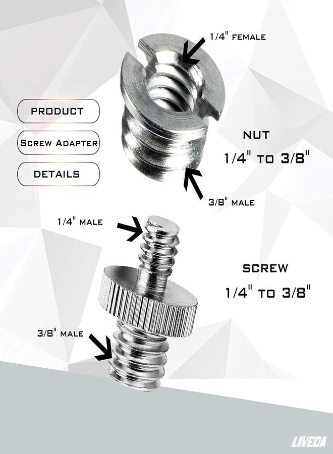 Niewalda 1/4 Inch Male to 3/8 Inch Female Tripod Screw Adapter 3/8 to 1/4 Tripod Adapter Mount Screws, Accessories for Camera/Tripod/Monopod/Light Stand - Image 2