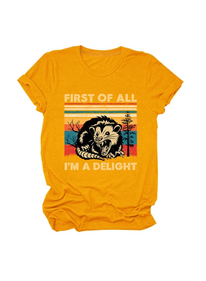 Fashion  'FIRST OF ALL I'M A DELIGHT' Printed Women's Round-neck Short-sleeved Summer Comfortable T-shirt - Image 1