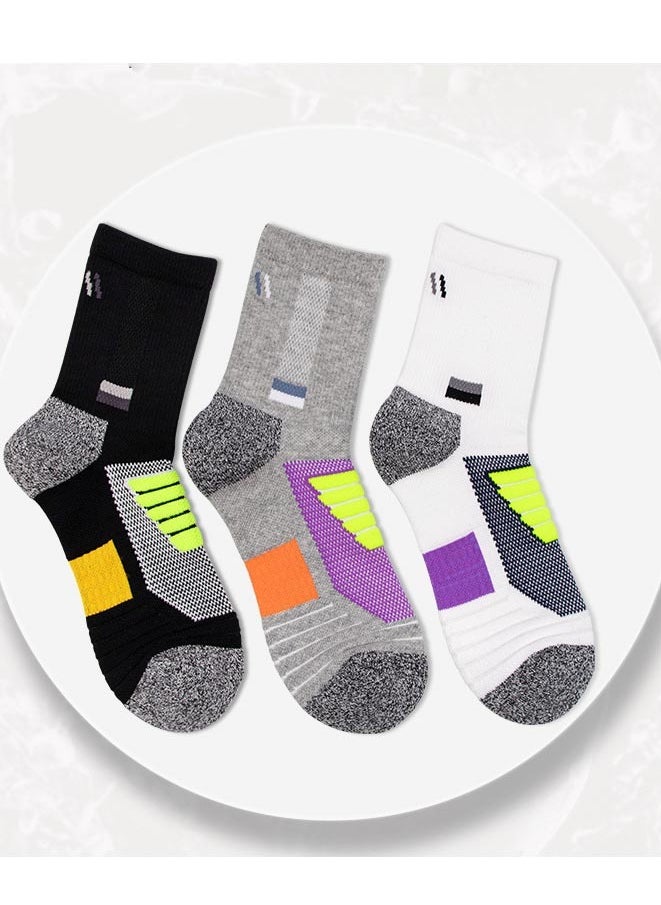Muyixin - 3 Pairs Basketball Socks for Men Running Training Boys Compression Cotton Sock Men's Athletic Crew Socks Performance Thick Cushioned Sport Lightweight and Breathable - Image 1