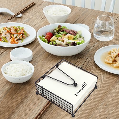 hiwafifi Napkin Holder for Table, Flat Napkin Dispenser with Weighted Arm, Square Cocktail Paper Holder of Elegant Rustic Iron for Kitchen Dining Room Decor Restaurant Farmhouse Hotel Party, Black - Image 4
