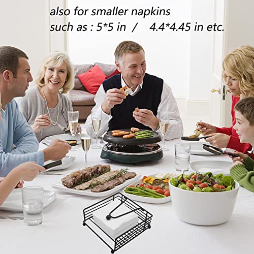 hiwafifi Napkin Holder for Table, Flat Napkin Dispenser with Weighted Arm, Square Cocktail Paper Holder of Elegant Rustic Iron for Kitchen Dining Room Decor Restaurant Farmhouse Hotel Party, Black - Image 5
