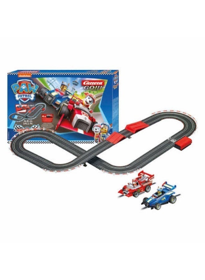 Carrera GO!!! Paw Patrol Ready Race Rescue Battery-Operated Slot Car Racing Set (4.3m) I 1:43 Scale I Includes 2 Cars & 2 Controllers I For Ages 5+ - Image 1