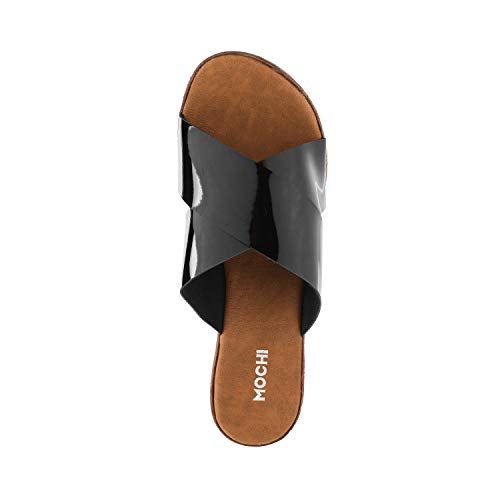 Mochi Women's Black and Black Faux Leather Fashion Wedge Sandals UK/3 EU/36 (34-9884) - Image 5