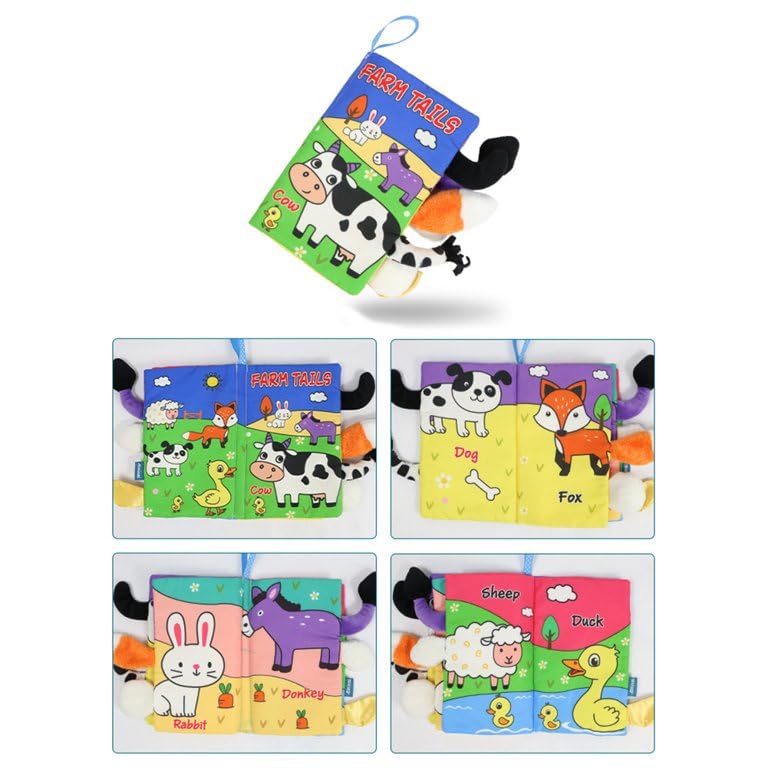 BeFunky Baby Fabric Book, Soft 3D Picture and Crinkle Sensory Toy for 0-12 Months, Montessori Learning for Boys and Girls (Cow), Multicolor - Image 3