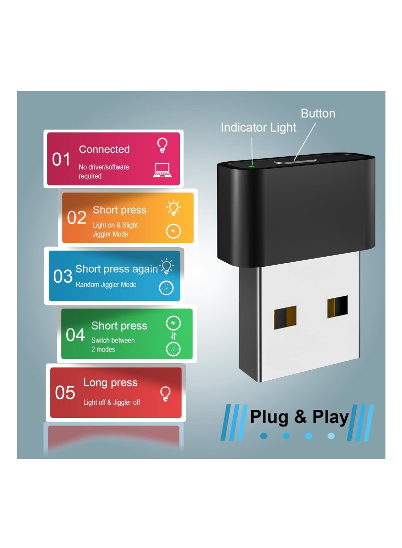 SYOSI USB Mouse Jiggler, Mini Undetectable Mouse Mover with Switch Button, Automatic Mouse Mover with Two Jiggle Modes, Supports Multi-Track, Driver-Free, Plug-and-Play Keeps PC/Laptop Awake