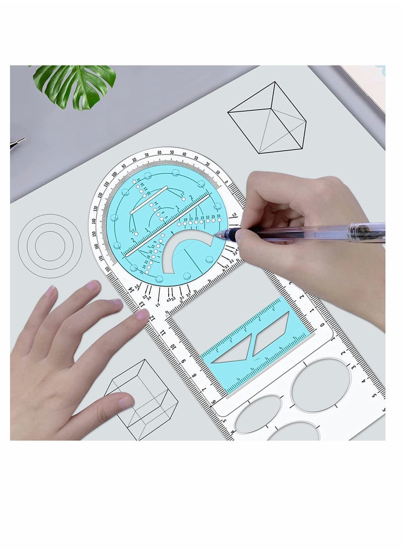 مسطرة رسم، مسطرة هندسية جديدة متعددة الوظائف، قالب رسم، أداة قياس، مسطرة بلاستيكية للمدرسة، لوازم مكتبية للدراسة والتصميم والبناء، إصدار المدرسة الإعدادية