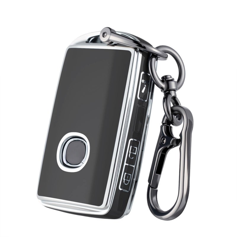 CHATYYD Key fob Cover for Mazda with Keychain,Soft TPU Car Key Cover Case for Mazda CX-3 CX-5 CX-9 2019-2023 Accessories (Black) - Image 1