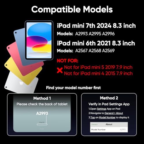 doqo iPad mini 7/Mini 6 Keyboard case 2021/2024 Generation 8.3 inch with Touch trackpad 7 Colors Wireless Backlit 360 Rotatable, Slim Protective Cover Folio (Gray) - Image 2