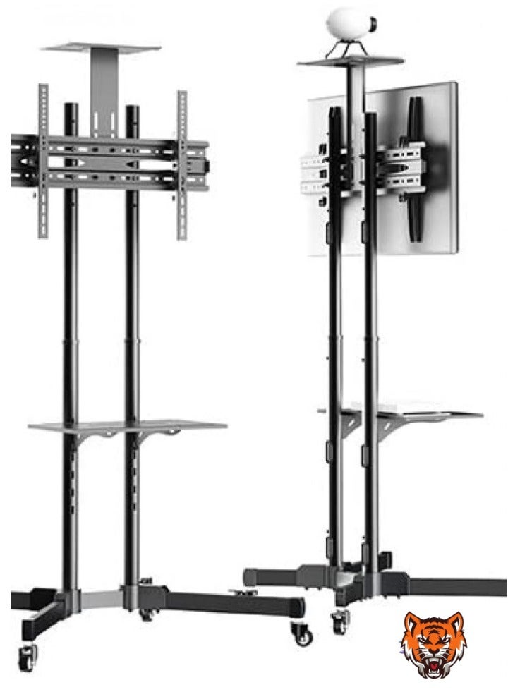 TIGER حامل تلفاز كمبيوتر قابل للتعديل بالكامل لشاشة واحدة مع عجلات - قاعدة متحركة لشاشات LCD من 32” إلى 65”، دوران 360°، متوافق مع VESA - Image 3