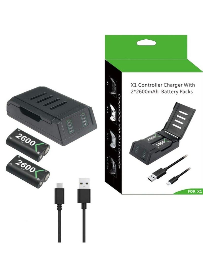 Charger for Xbox Controller Battery Pack, 2x2600mAh High Capacity Xbox Rechargeable Battery Pack with Fast Charger Station, Led Indicator, Protective Shell for Xbox - Image 1