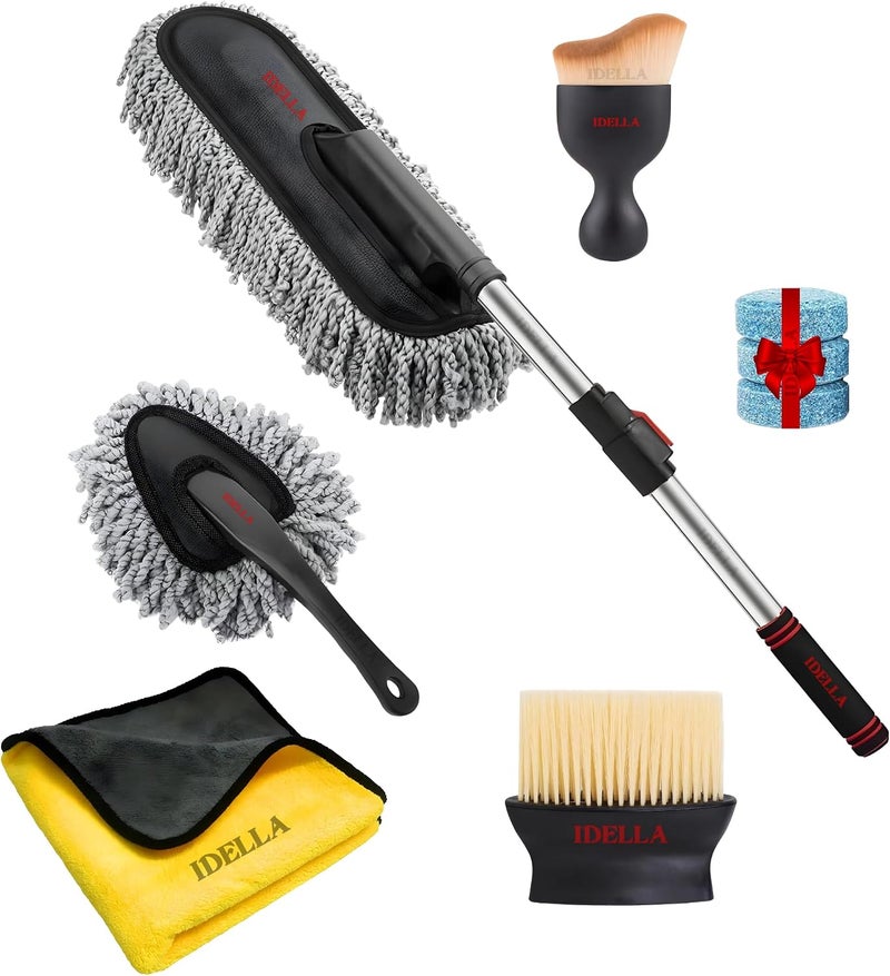 IDELLA Car Duster, Extendable Long Handle Microfiber Car Duster Exterior Scratch Free Car Cleaning Tool, Car Dust Brush for Truck,SUV, RV, Motorcycle, Vehicles Cleaning, (CAR Duster 5 PCS Set) - Image 1