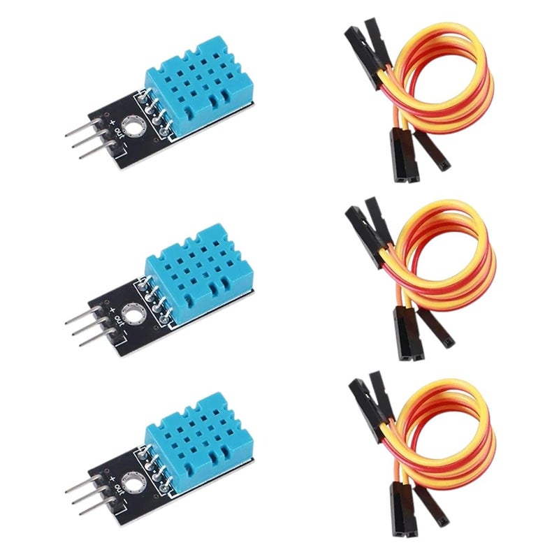 DHT11 Digital Temperature Humidity Sensor Module 3Pcs with Cable 3.3V to 5V Compatible Arduino - Image 1