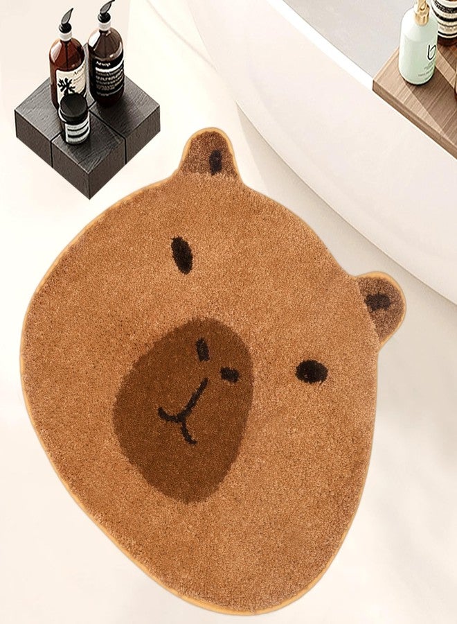 LSYDCARM Capybara Bathroom Mat, Soft Absorbent Cute Bath Mat for Bathroom, Non-Slip Plush Bath Carpet Door Mat, Animal Shape Cute Rug for Bathtub, Shower, Home Decoration(20×22inch) - Image 1
