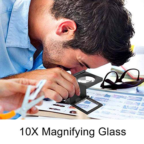 Inditradition Foldable 10x Magnifying Glass Microscope with Precision Scale (Metal, Black) - Image 4