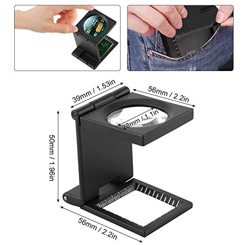 Inditradition Foldable 10x Magnifying Glass Microscope with Precision Scale (Metal, Black) - Image 2