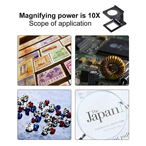 Inditradition Foldable 10x Magnifying Glass Microscope with Precision Scale (Metal, Black) - Image 3