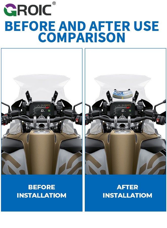 GROIC Motorcycle Rearview Mirror, Motorcycle Blind Spot Rear Mirror，180 Degree Wide Angle Safety Rear View Mirror Silver Chrome Blind Spot Side Mirror for Motorcycle Bike Street Bike Scooter - Image 2