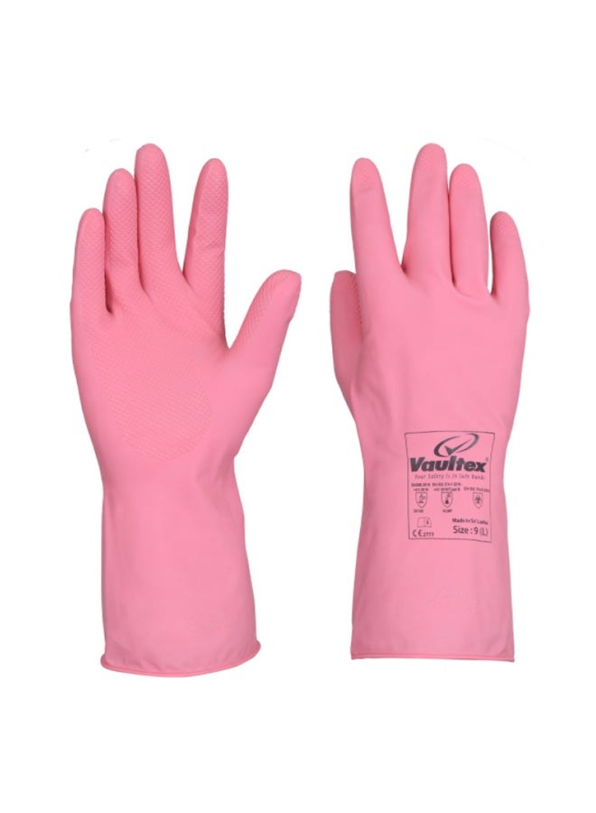 Vaultex Vaultex ECT Latex Rubber gloves Length 33CM Color Pink, Size M, 1Pair/Pack  - Image 3