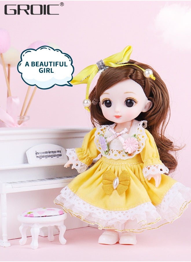 GROIC - 6.3 Inch Little Dolls BJD Doll 21 Ball Jointed Doll DIY Toys with Clothes Outfit Shoes Hair Makeup, Little Dolls Set with Mini Lolita Princess Dolls for Girls Compatible with Doll Houses - Image 1