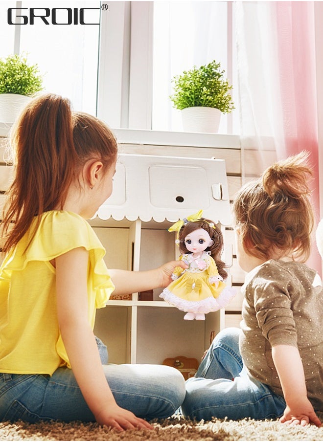 GROIC - 6.3 Inch Little Dolls BJD Doll 21 Ball Jointed Doll DIY Toys with Clothes Outfit Shoes Hair Makeup, Little Dolls Set with Mini Lolita Princess Dolls for Girls Compatible with Doll Houses - Image 1
